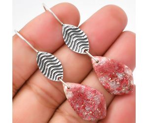 Natural Pink Thulite - Norway Earrings SDE70936 E-1203, 14x23 mm