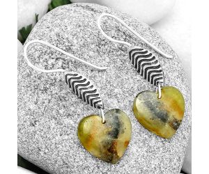 Valentine Gift Heart Natural Australian Prehnite Earrings SDE70944 E-1203, 16x16 mm