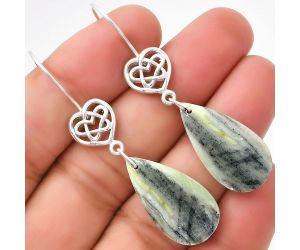 Celtic - Natural Serpentine Earrings SDE71026 E-1213, 13x26 mm