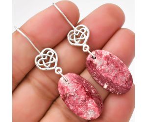 Celtic - Natural Pink Thulite - Norway Earrings SDE71027 E-1213, 15x24 mm