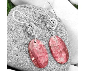Celtic - Natural Pink Thulite - Norway Earrings SDE71027 E-1213, 15x24 mm