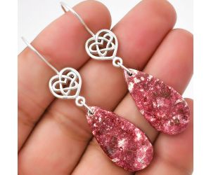 Celtic - Natural Pink Thulite - Norway Earrings SDE71029 E-1213, 14x28 mm