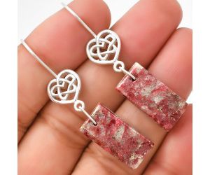 Celtic - Natural Pink Thulite - Norway Earrings SDE71100 E-1213, 10x20 mm