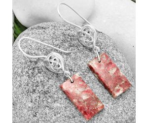 Celtic - Natural Pink Thulite - Norway Earrings SDE71100 E-1213, 10x20 mm