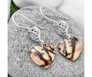 Valentine Gift Celtic - Heart Indian Blanket Jasper Earrings SDE71111 E-1213, 17x17 mm