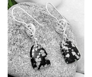 Celtic - Natural Snow Flake Obsidian Earrings SDE71113 E-1213, 13x18 mm