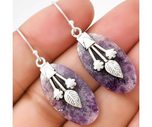 Natural Purple Lepidolite Earrings SDE71120 E-1233, 14x25 mm