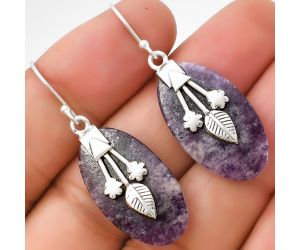 Natural Purple Lepidolite Earrings SDE71128 E-1233, 14x25 mm