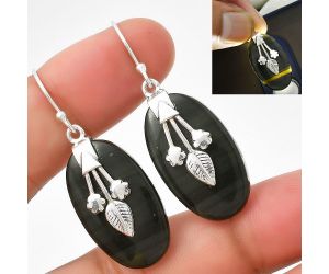 Natural Black Lace Obsidian Earrings SDE71141 E-1233, 15x26 mm