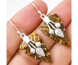 Natural Palm Root Fossil Agate Earrings SDE71145 E-1233, 16x25 mm