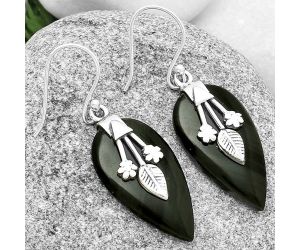 Natural Black Lace Obsidian Earrings SDE71150 E-1233, 15x28 mm