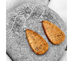 Natural Palm Root Fossil Agate Earrings SDE71492 E-1003, 14x25 mm