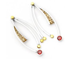 Two Tone Unique - Hessonite Garnet Earrings SDE75033 E-1141, 4x4 mm
