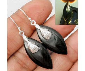 Black Lace Obsidian Earrings SDE75319 E-1137, 14x30 mm