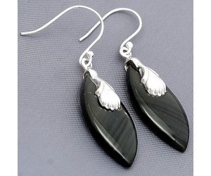 Black Lace Obsidian Earrings SDE75319 E-1137, 14x30 mm