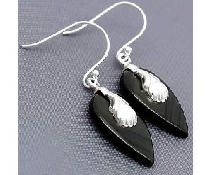 Black Lace Obsidian Earrings SDE75321 E-1137, 14x23 mm