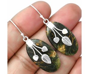 Turkish Rainforest Chrysocolla Earrings SDE75389, 15x26 mm