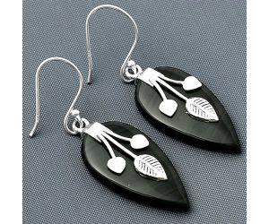 Black Lace Obsidian Earrings SDE75410, 14x26 mm