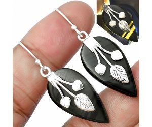 Black Lace Obsidian Earrings SDE75413, 14x25 mm