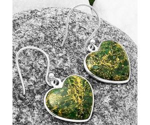 Heart Green Fuchsite Earrings SDE75545 E-1022, 16x17 mm