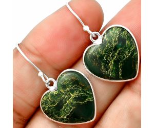 Heart Green Fuchsite Earrings SDE75550 E-1022, 18x18 mm