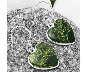 Heart Green Fuchsite Earrings SDE75550 E-1022, 18x18 mm