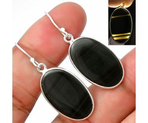 Black Lace Obsidian Earrings SDE75634 E-1001, 14x22 mm