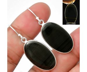 Black Lace Obsidian Earrings SDE75635 E-1001, 14x23 mm