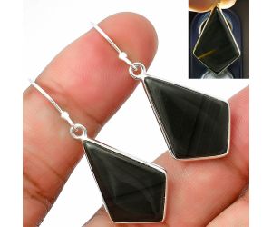 Black Lace Obsidian Earrings SDE75636 E-1001, 16x23 mm