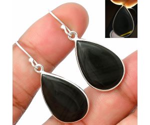Black Lace Obsidian Earrings SDE75638 E-1001, 15x22 mm