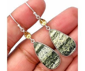 Natural Chrysotile and Citrine Earrings SDE77421 E-1002, 12x24 mm