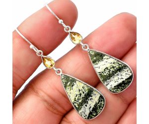 Natural Chrysotile and Citrine Earrings SDE77422 E-1002, 12x22 mm