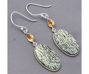 Natural Chrysotile and Citrine Earrings SDE77478 E-1002, 13x20 mm