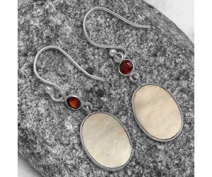 Mother Of Pearl and Garnet Earrings SDE77810 E-1002, 12x16 mm