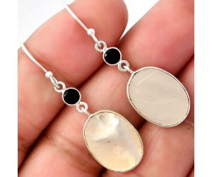 Mother Of Pearl and Black Onyx Earrings SDE77815 E-1002, 12x16 mm