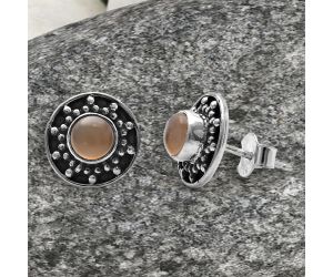 Peach Moonstone Stud Earrings SDE78032 E-1121, 5x5 mm
