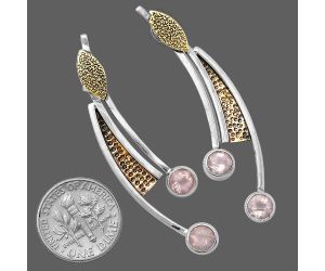 Two Tone - Rose Quartz Earrings SDE78739 E-1141, 5x5 mm