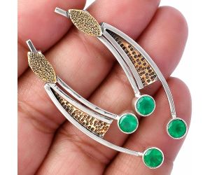 Two Tone - Green Onyx Earrings SDE78740 E-1141, 5x5 mm