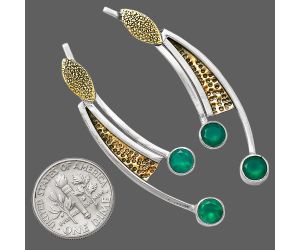 Two Tone - Green Onyx Earrings SDE78740 E-1141, 5x5 mm