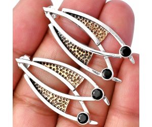Two Tone - Black Onyx Earrings SDE78761 E-1141, 4x4 mm
