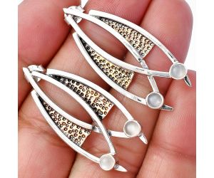 Two Tone - Srilankan Moonstone Earrings SDE78765 E-1141, 4x4 mm