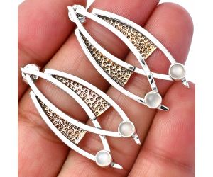 Two Tone - Srilankan Moonstone Earrings SDE78767 E-1141, 4x4 mm