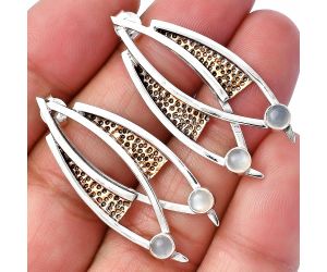 Two Tone - Srilankan Moonstone Earrings SDE78768 E-1141, 4x4 mm