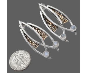 Two Tone - Srilankan Moonstone Earrings SDE78768 E-1141, 4x4 mm