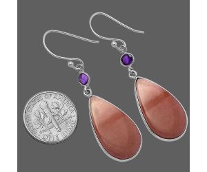 Pink Aventurine and Amethyst Earrings SDE78781 E-1002, 13x23 mm