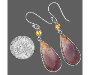 Oregon Red Moss Agate and Citrine Earrings SDE78793 E-1002, 12x24 mm