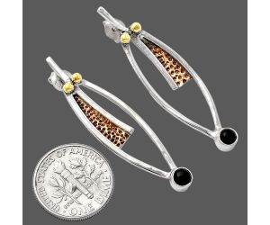 Two Tone - Black Onyx Earrings SDE78984 E-1141, 4x4 mm