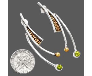 Two Tone - Peridot Earrings SDE79011 E-1141, 4x4 mm