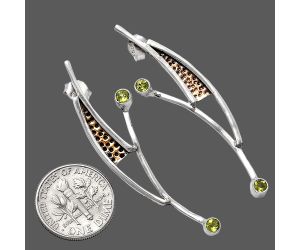 Two Tone - Peridot Earrings SDE79023 E-1141, 3x3 mm