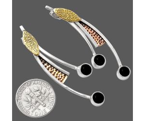 Two Tone - Black Onyx Earrings SDE79050 E-1141, 5x5 mm